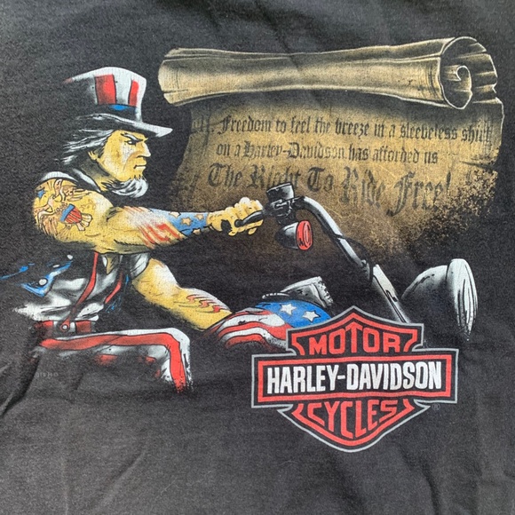 Vintage Harley Davidson Black Tee Shirt with Graphics - Unisex Small/Medium - Picture 2 of 6